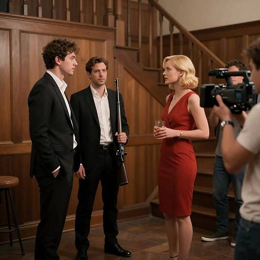 Film Set with Actors and Cameramen