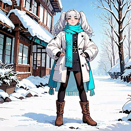 Anime Girl in Winter Snow