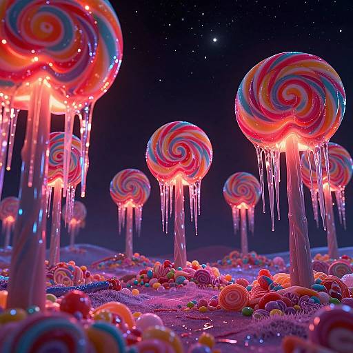 Surreal Lollipop Trees in Dreamscape