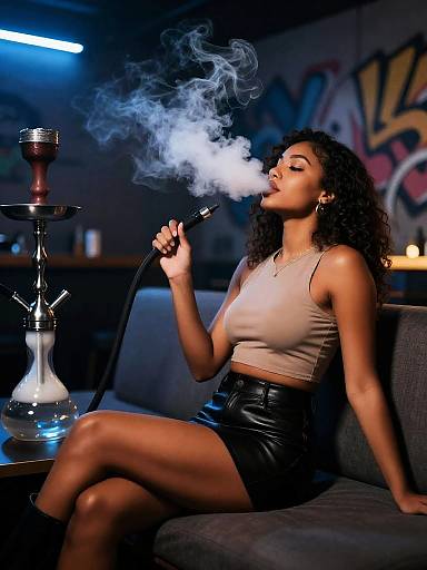 Reclining Woman in Hookah Lounge