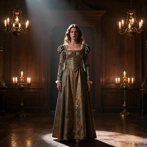 Medieval Lady in Candlelit Chamber