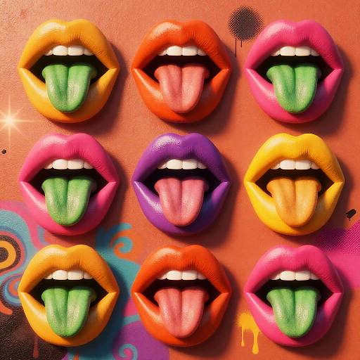 Psychedelic 70s Retro Lips Rendering