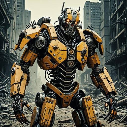 Mutant Cyborg in Dystopian Landscape