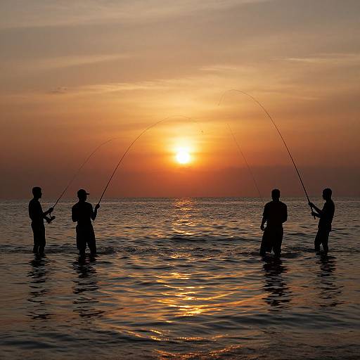 Glowing Lasso Fishermen at Sunset