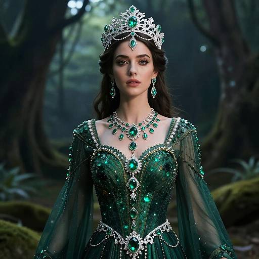 Regal Figure in Emerald Dress