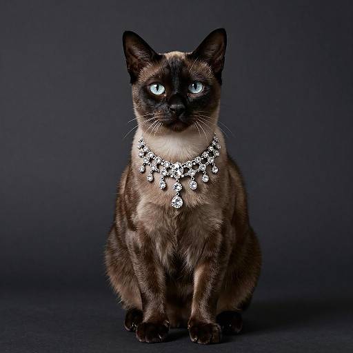 Elegant Bombay Cat Portrait in Diamonds