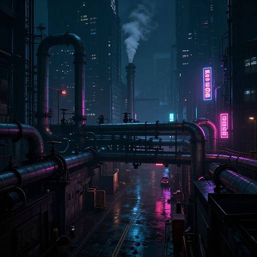 Dystopian Cyberpunk Industrial Pipes Network