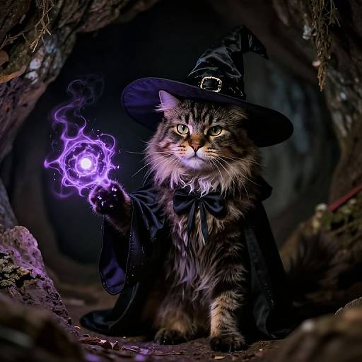 Evil Witch Cat Casting Spell
