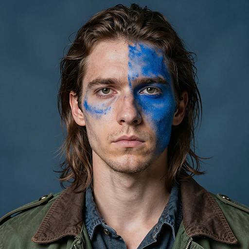 Striking Portrait of Man with Face Paint