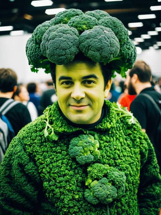 Candid Man in Broccoli Costume at Convention