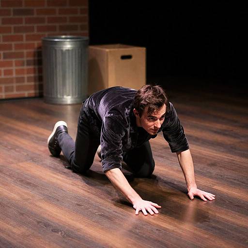 Crawling Male in Industrial Setting