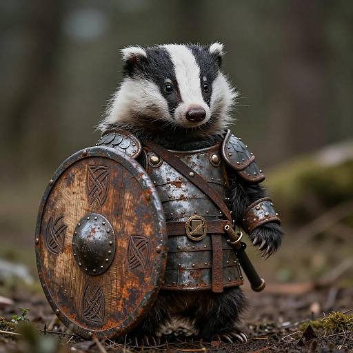 Cinematic Viking Badger Full-Body Portrait