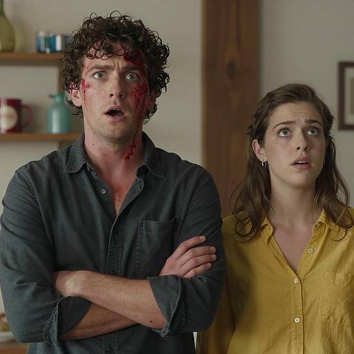 Tense Moment Between Man and Woman Indoors