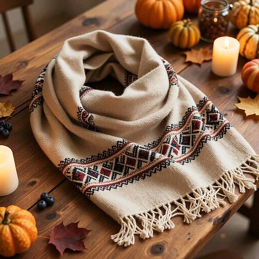 Cozy Handwoven Schal Harvest Scene