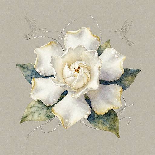 Luminous Pearl White Gardenia Art