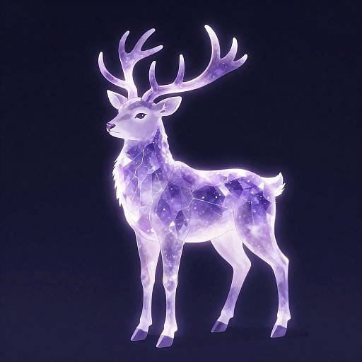 Ethereal Purple Crystal Stag Anime Illustration