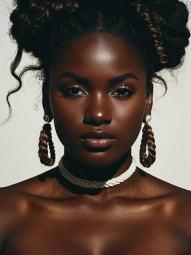 Portrait of Dark-Skinned Woman with Natural Twisted Hair