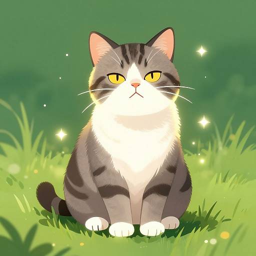 Luminous Tabby Cat in Magical Glow