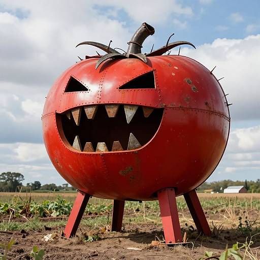Giant Rusted Tomato Sculpture Art