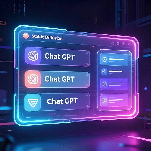 Neon-lit digital interface displaying 