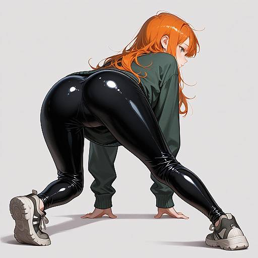 Ginger-Haired Girl in Latex and Sneakers