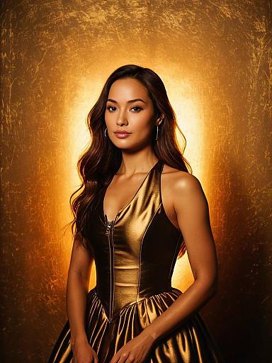 Woman in Gold Dress Portrait