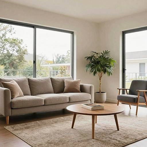 Modern Living Room Interior with Sofa and Armchair