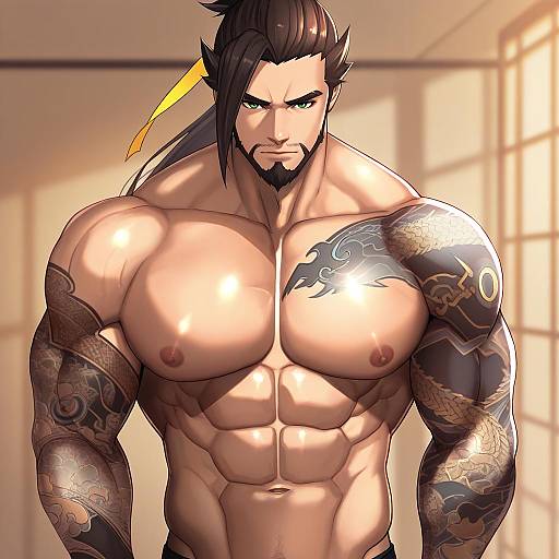 Illustration of Hanzo (overwatch), overwatch in the style of Untue