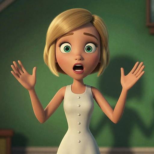 Shocked Cartoon Woman in CGI Animation