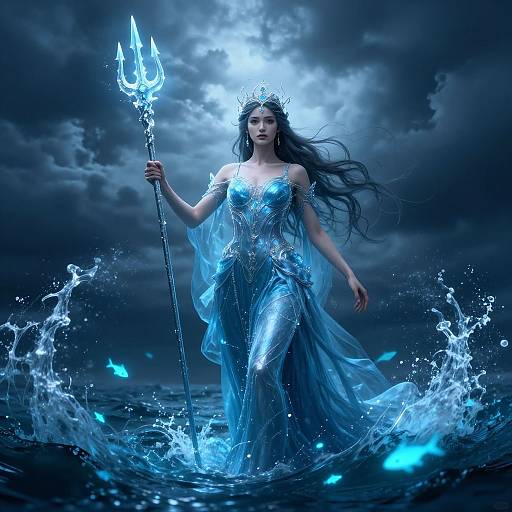 Fantasy Water Goddess Commanding Seas