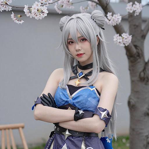 Asian Woman in Starry Cosplay
