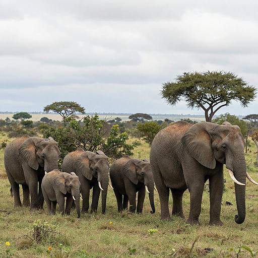 Family of Elephants in Savanna