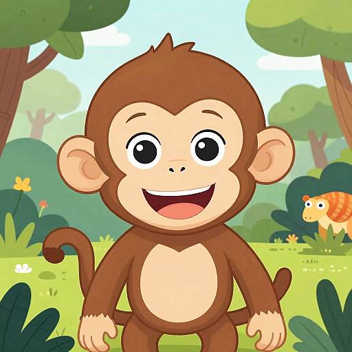 Cheerful Cartoon Baby Monkey