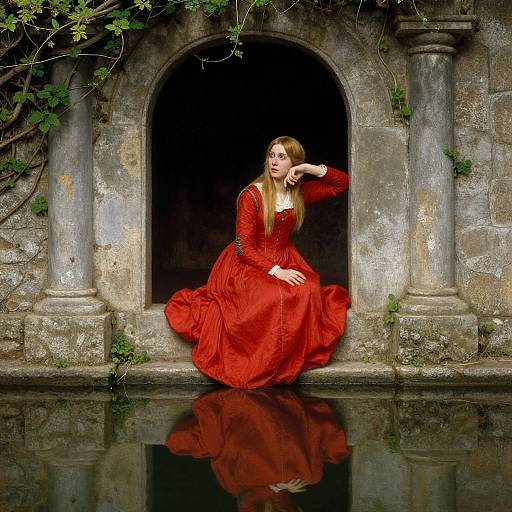 Lady of Shalott in Red Dress