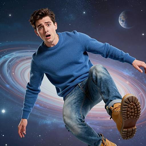 Falling Hero in Space Adventure