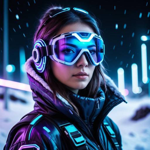 Futuristic Cyberpunk Woman in Winter Gear