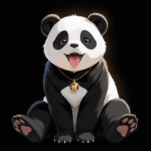 Playful Panda with Elegant Heart Necklace Playful Panda with Elegant Heart Necklace