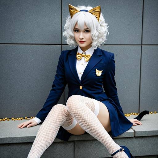 Cosplay Neferpitou in Navy Blue Blazer Dress