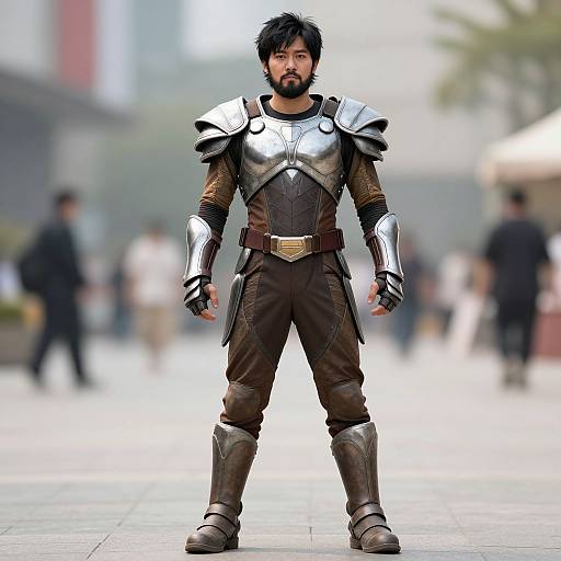 Armored Male Warrior in Mega Costume