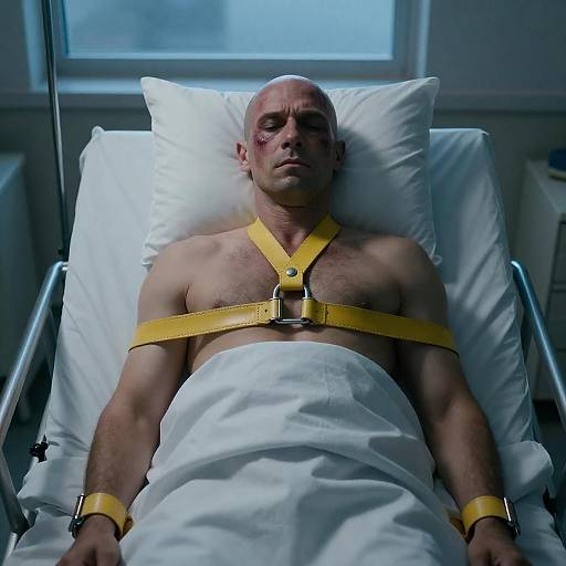 Tense Hospital Scene with Injured Man