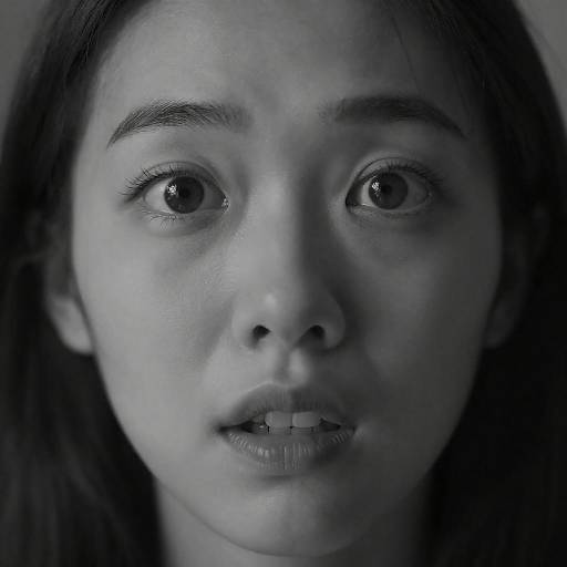 Terrified Woman Close-Up Black and White