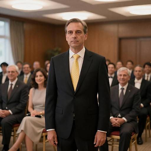 Serious Man with Yellow Polka-Dot Tie