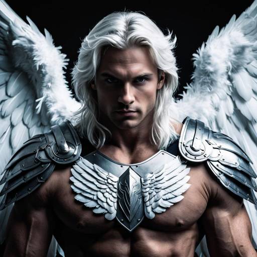Muscular Angel Boy with Feathered Wings