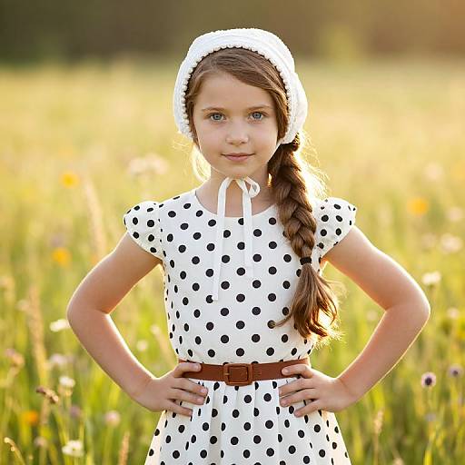 Confident Girl in Sunlit Meadow