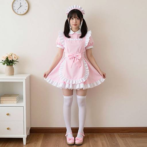 Pink Maid Outfit in Room