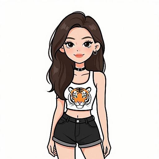 Smiling Woman in Tiger Print Tank