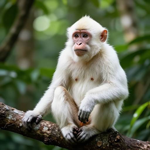 Peaceful White Monkey in Jungle
