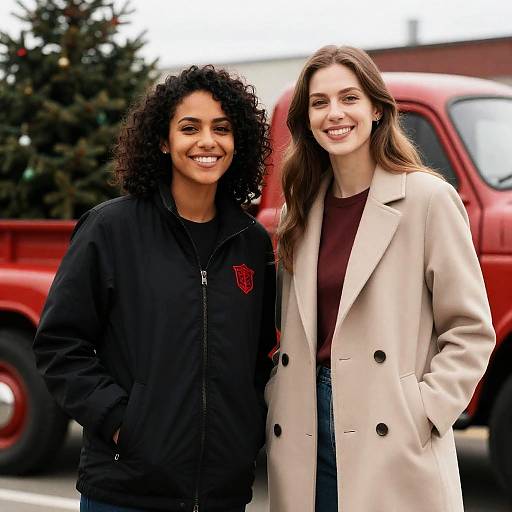 Two Women Smiling in Outdoor Setting