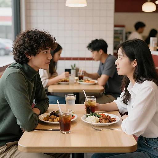 Bright Diner Date Between Couple