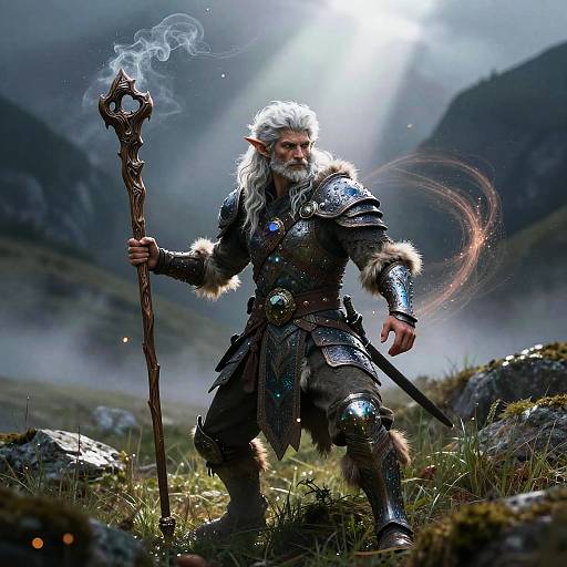 Elven Druid Healer in Mystical Meadow